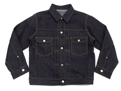 Momotaro Jeans Denim Jacket #002 Men's 1953 Type 2 Style 14.7oz. Zimbabwean Cotton Deep Indigo Denim Jean Jacket MMGJ0002 Sanforized, Unwashed Finish