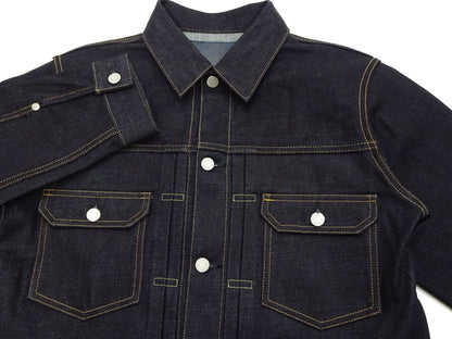 Momotaro Jeans Denim Jacket #002 Men's 1953 Type 2 Style 14.7oz. Zimbabwean Cotton Deep Indigo Denim Jean Jacket MMGJ0002 Sanforized, Unwashed Finish