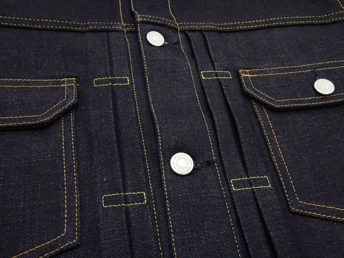 Momotaro Jeans Denim Jacket #002 Men's 1953 Type 2 Style 14.7oz. Zimbabwean Cotton Deep Indigo Denim Jean Jacket MMGJ0002 Sanforized, Unwashed Finish
