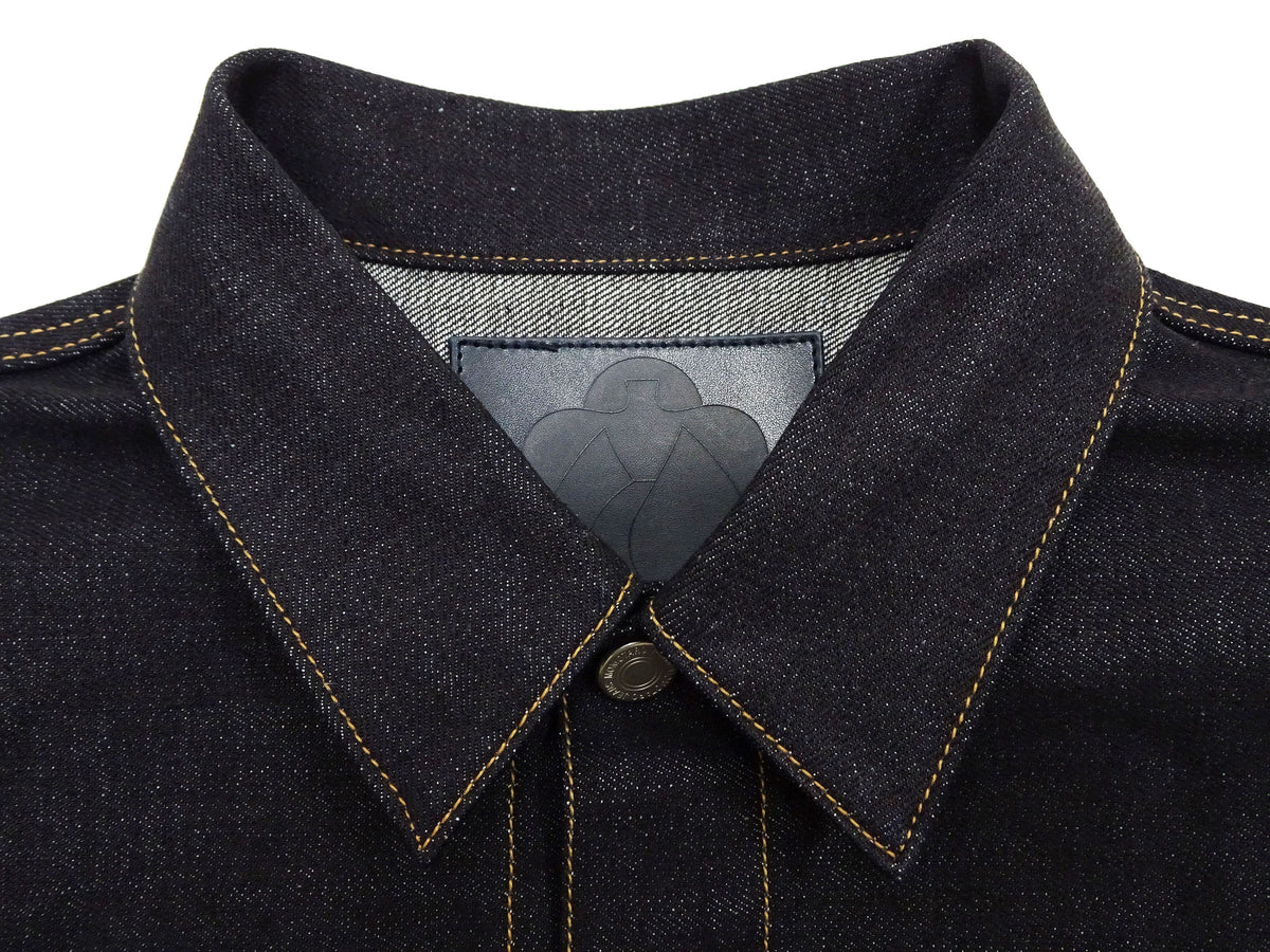 Momotaro Jeans Denim Jacket #002 Men's 1953 Type 2 Style 14.7oz. Zimbabwean Cotton Deep Indigo Denim Jean Jacket MMGJ0002 Sanforized, Unwashed Finish