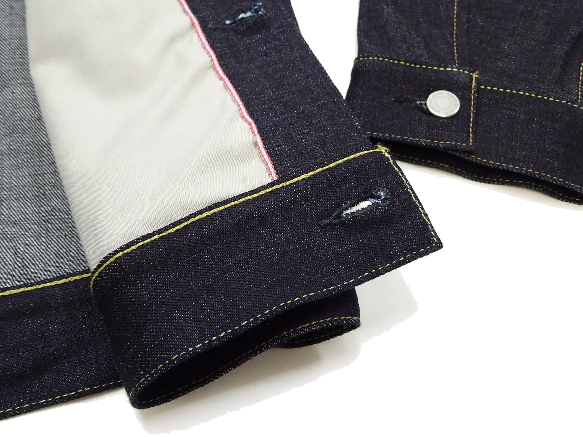 Momotaro Jeans Denim Jacket #002 Men's 1953 Type 2 Style 14.7oz. Zimbabwean Cotton Deep Indigo Denim Jean Jacket MMGJ0002 Sanforized, Unwashed Finish