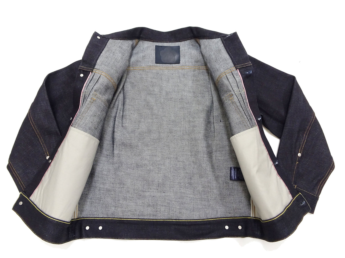 Momotaro Jeans Denim Jacket #002 Men's 1953 Type 2 Style 14.7oz. Zimbabwean Cotton Deep Indigo Denim Jean Jacket MMGJ0002 Sanforized, Unwashed Finish