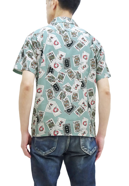 Momotaro Jeans Shirt Men's Short Sleeve Japanese Aloha Shirt Hawaiian Shirt MSS1010M31 Green