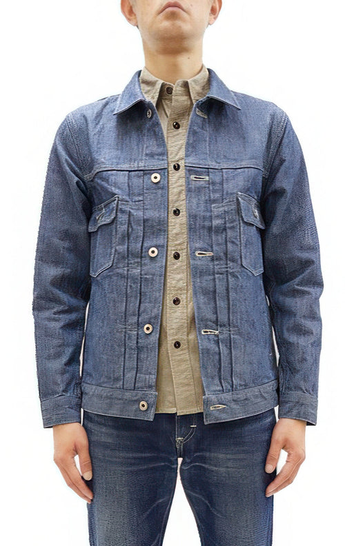 ONI Denim Men's 13oz Japanese Blue Chambray Jacket - Modern Type II Style, One-Wash (ONI-02516P-SHVCH)