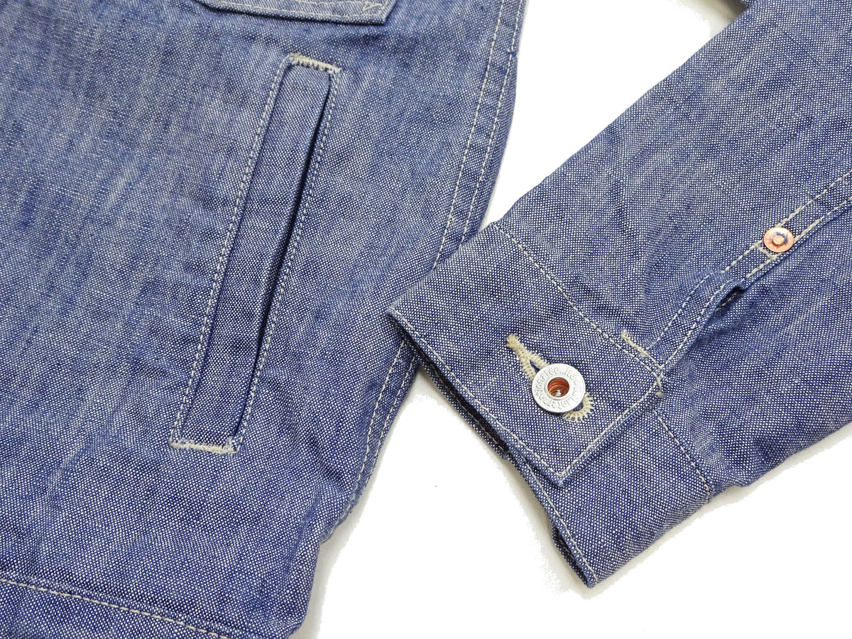 ONI Denim Men's 13oz Japanese Blue Chambray Jacket - Modern Type II Style, One-Wash (ONI-02516P-SHVCH)