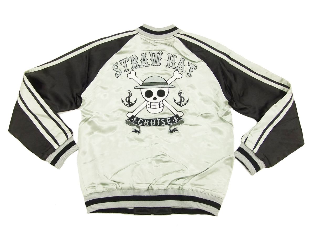 Hanatabi Gakudan Men's Japanese Souvenir Jacket Japanese ONE PIECE Sukajan Script OPSJ-001 Silver