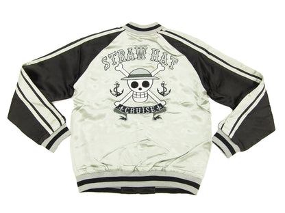 Hanatabi Gakudan Men's Japanese Souvenir Jacket Japanese ONE PIECE Sukajan Script OPSJ-001 Silver