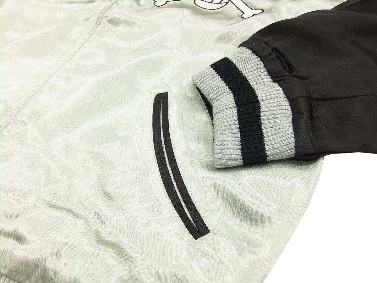 Hanatabi Gakudan Men's Japanese Souvenir Jacket Japanese ONE PIECE Sukajan Script OPSJ-001 Silver