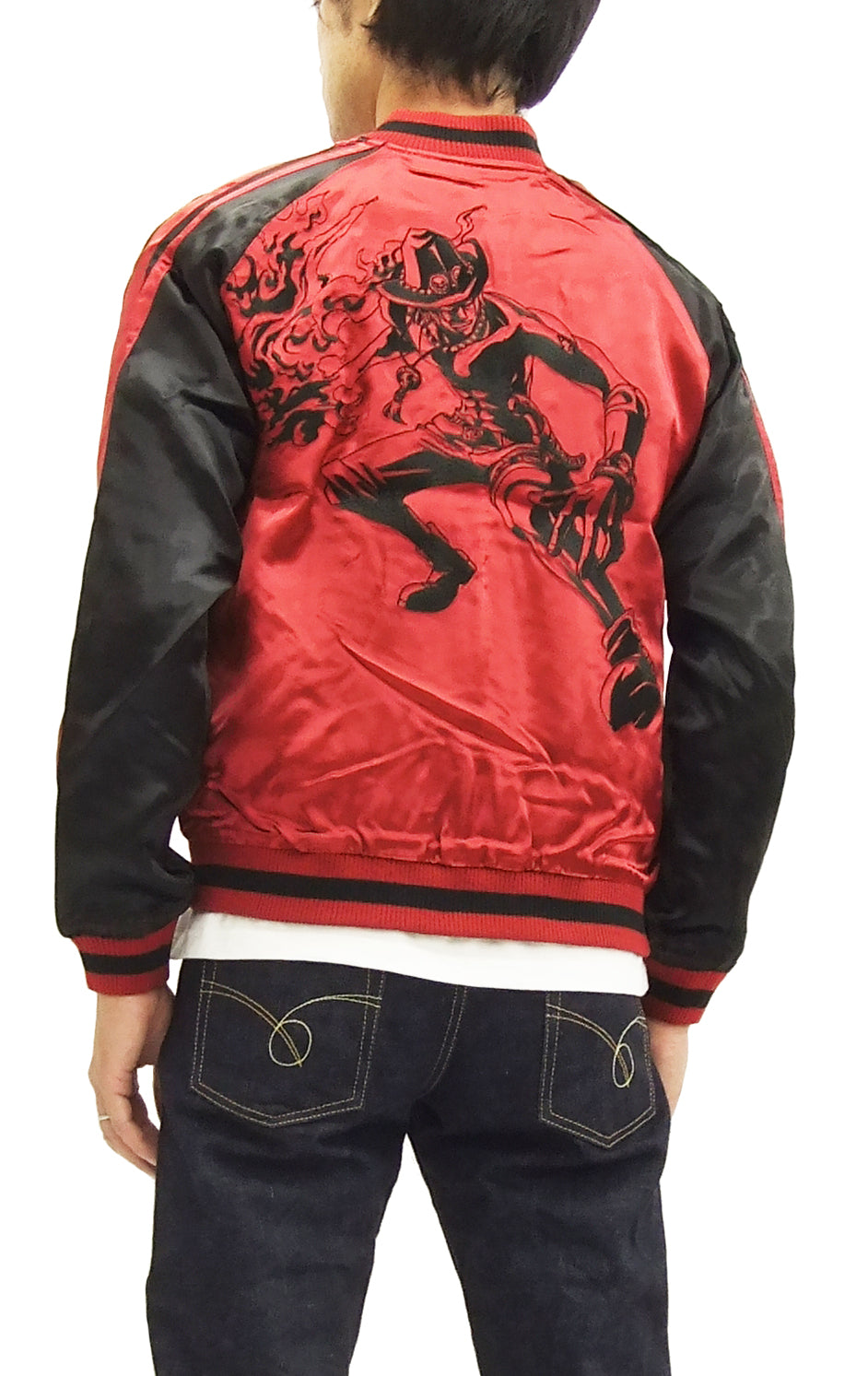 Hanatabi Gakudan Men's Japanese Souvenir Jacket Japanese ONE PIECE Sukajan Script OPSJ-002 Red