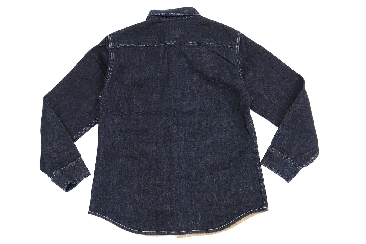 Kojima Genes Mixed Panel Shirt Men's Denim x Herringbone Long Sleeve Two Tone Button Up Shirt rnb282S RNB-282S Beige