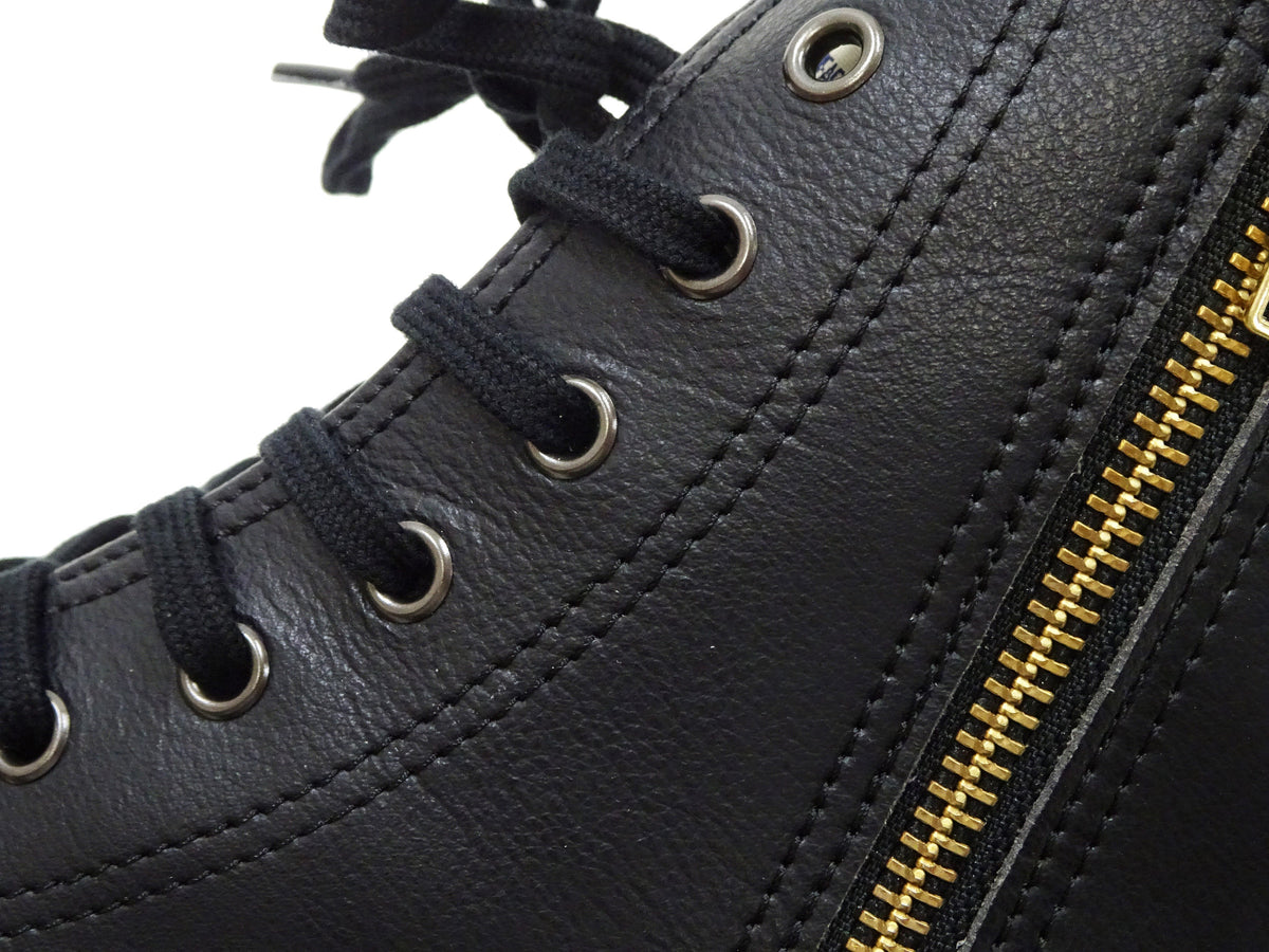 Kojima Genes Sneakers Men's Casual High Top Microfiber leather Sneakers with Side Zip RNB-8008 rnb8008 Black