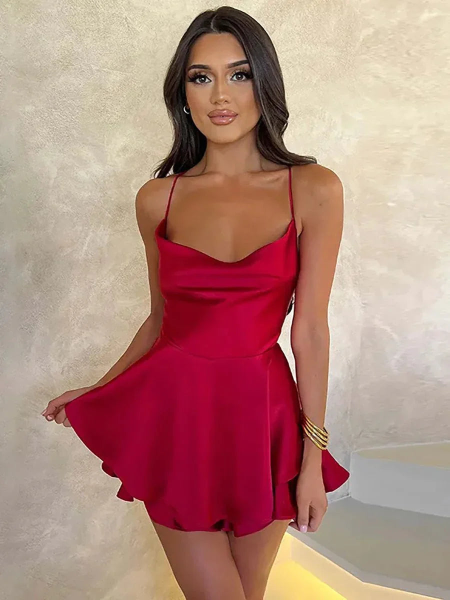Sadao Lace Up A-Line Short Dress for Effortless Style