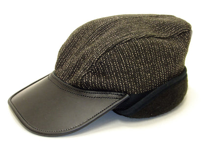 Sugar Cane Men's Brown's Beach Cloth Work Cap with Ear Flaps Winter Hat SC02568