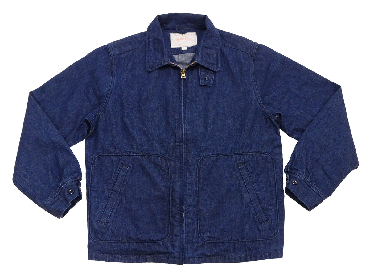 Sugar Cane Men's Denim Sports Jacket, 1950s American Style Unlined Lightweight Cotton Denim Jacket, Made in Japan (SC15913 128 Navy)