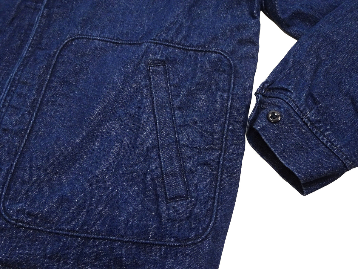 Sugar Cane Men's Denim Sports Jacket, 1950s American Style Unlined Lightweight Cotton Denim Jacket, Made in Japan (SC15913 128 Navy)