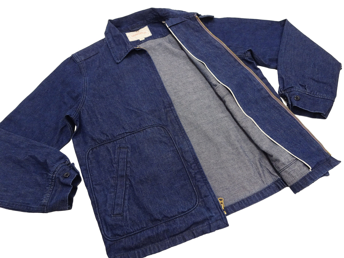 Sugar Cane Men's Denim Sports Jacket, 1950s American Style Unlined Lightweight Cotton Denim Jacket, Made in Japan (SC15913 128 Navy)