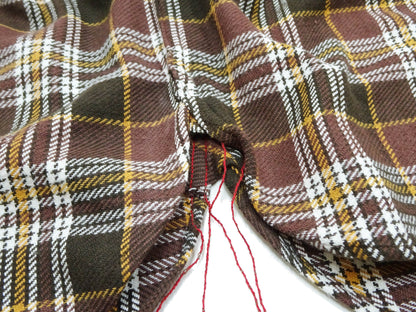 Sugar Cane Men's Long Sleeve Plaid Work Shirt - 100% Cotton Twill, One-Wash, Made in Japan (SC29564 138 Brown)