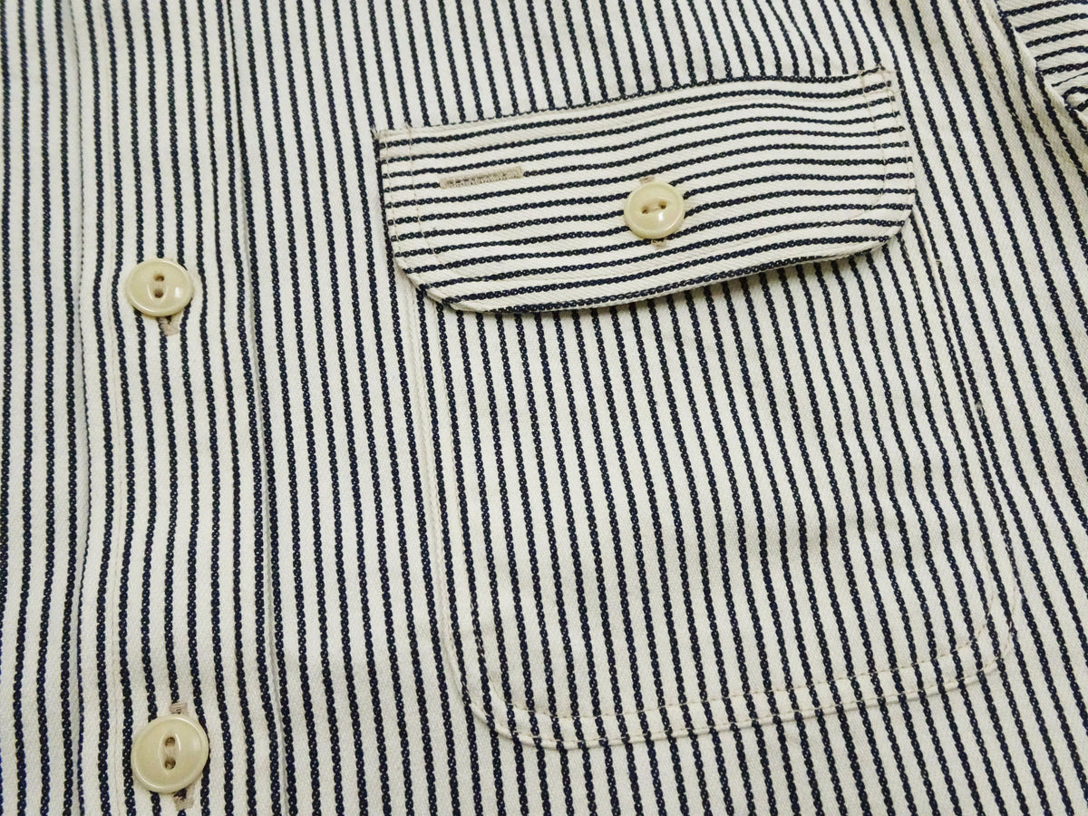 Sugar Cane Hickory Stripe Work Shirt - Men's Casual Short Sleeve Button Up Shirt SC37944 105 Off-White