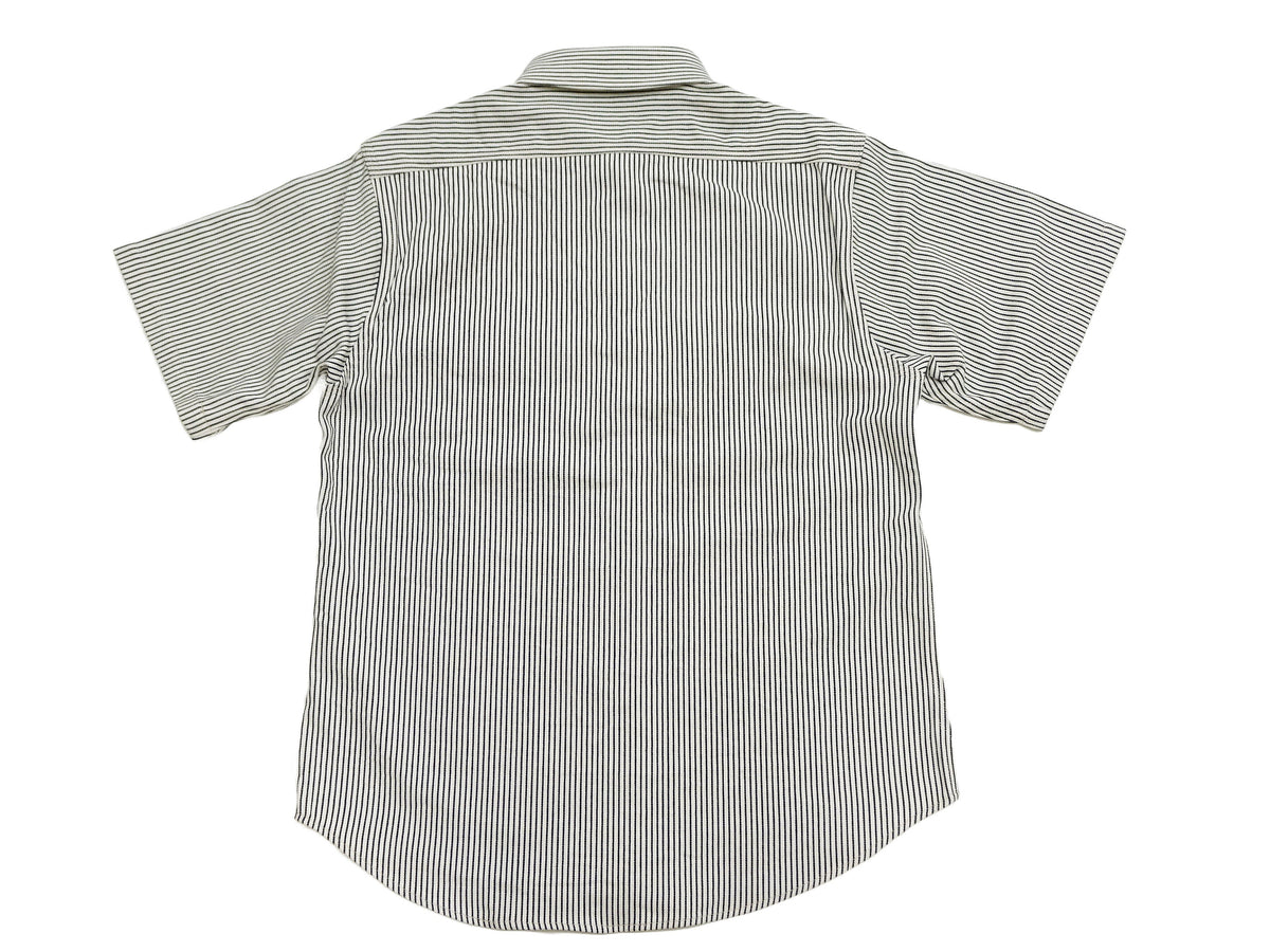 Sugar Cane Hickory Stripe Work Shirt - Men's Casual Short Sleeve Button Up Shirt SC37944 105 Off-White