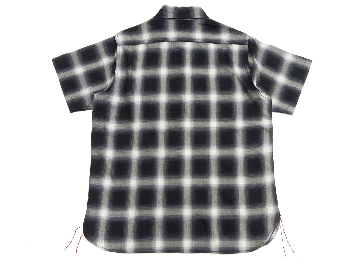 Sugar Cane Ombre Plaid Work Shirt Men's Casual Vintage-Style Short Sleeve Check Button Up Shirt SC39519 119 Black