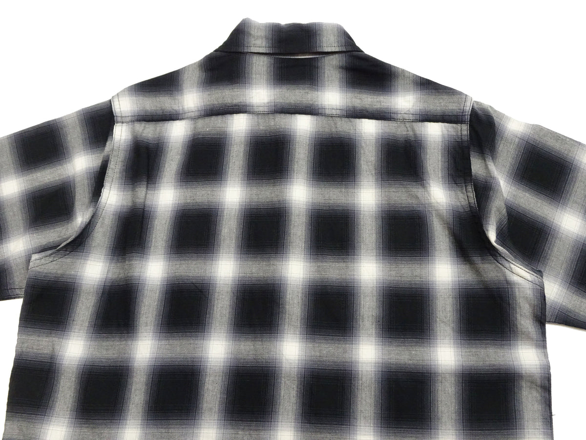 Sugar Cane Ombre Plaid Work Shirt Men's Casual Vintage-Style Short Sleeve Check Button Up Shirt SC39519 119 Black