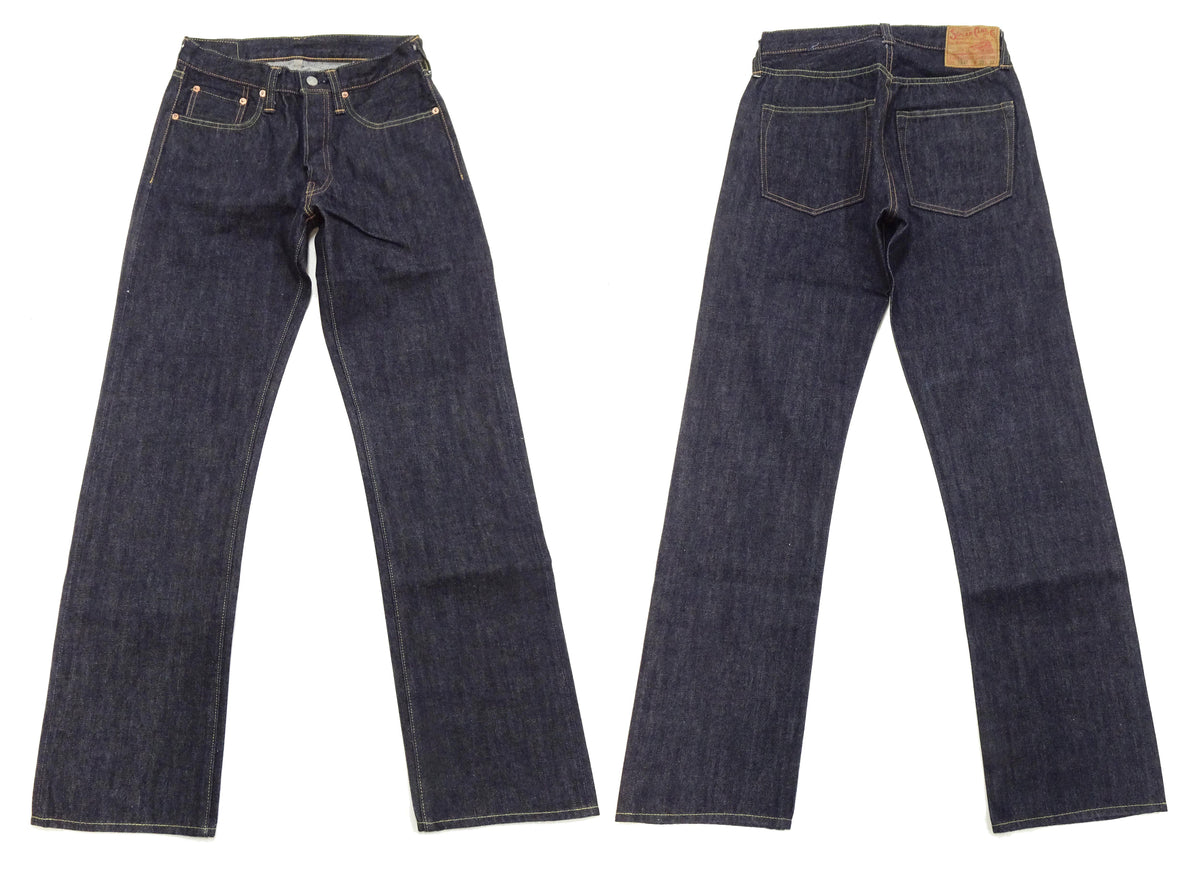 Sugar Cane Jeans SC41947 Men's Classic Straight Fit One-Washed 14.25 oz. Deep Indigo Denim Pants 1947 Model