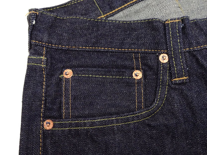 Sugar Cane Jeans SC41947 Men's Classic Straight Fit One-Washed 14.25 oz. Deep Indigo Denim Pants 1947 Model