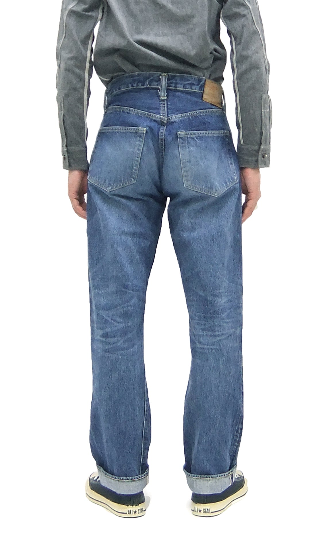 Sugar Cane Jeans SC41947SW Men's Regular Straight Fit Pre-Aged Jeans 14.25 oz. Indigo Faded Denim Pants 1947 Model (Length 32)