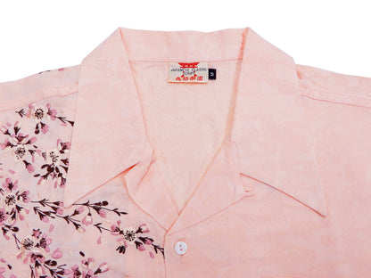 Hanatabi Gakudan Men's S/S Jacquard Shirt with Japanese Art Embroidery SS-001 Pink