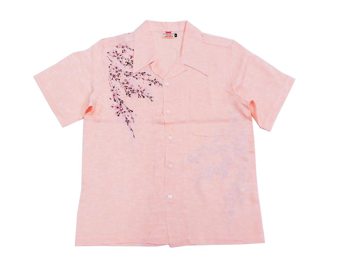 Hanatabi Gakudan Men's S/S Jacquard Shirt with Japanese Art Embroidery SS-001 Pink