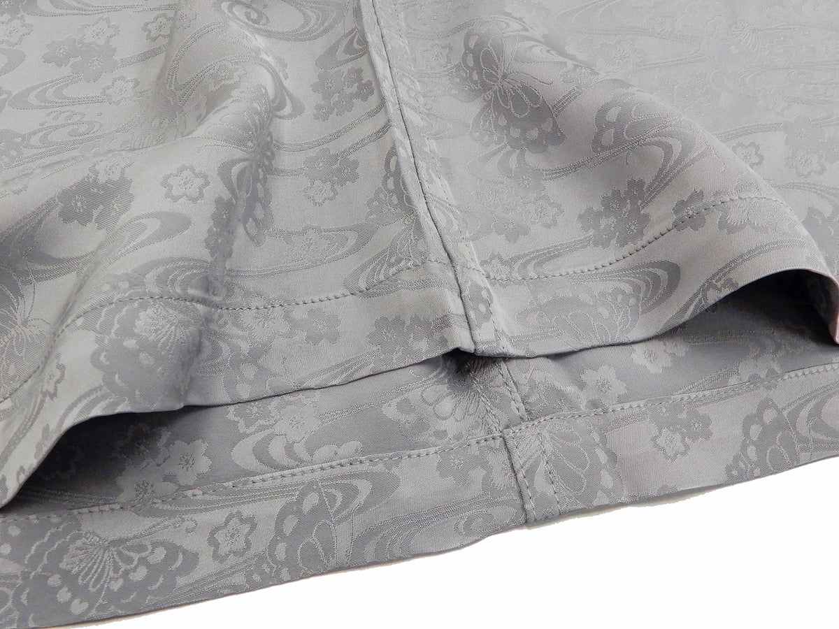 Hanatabi Gakudan Men's S/S Jacquard Shirt with Japanese Art Embroidery SS-003 Gray