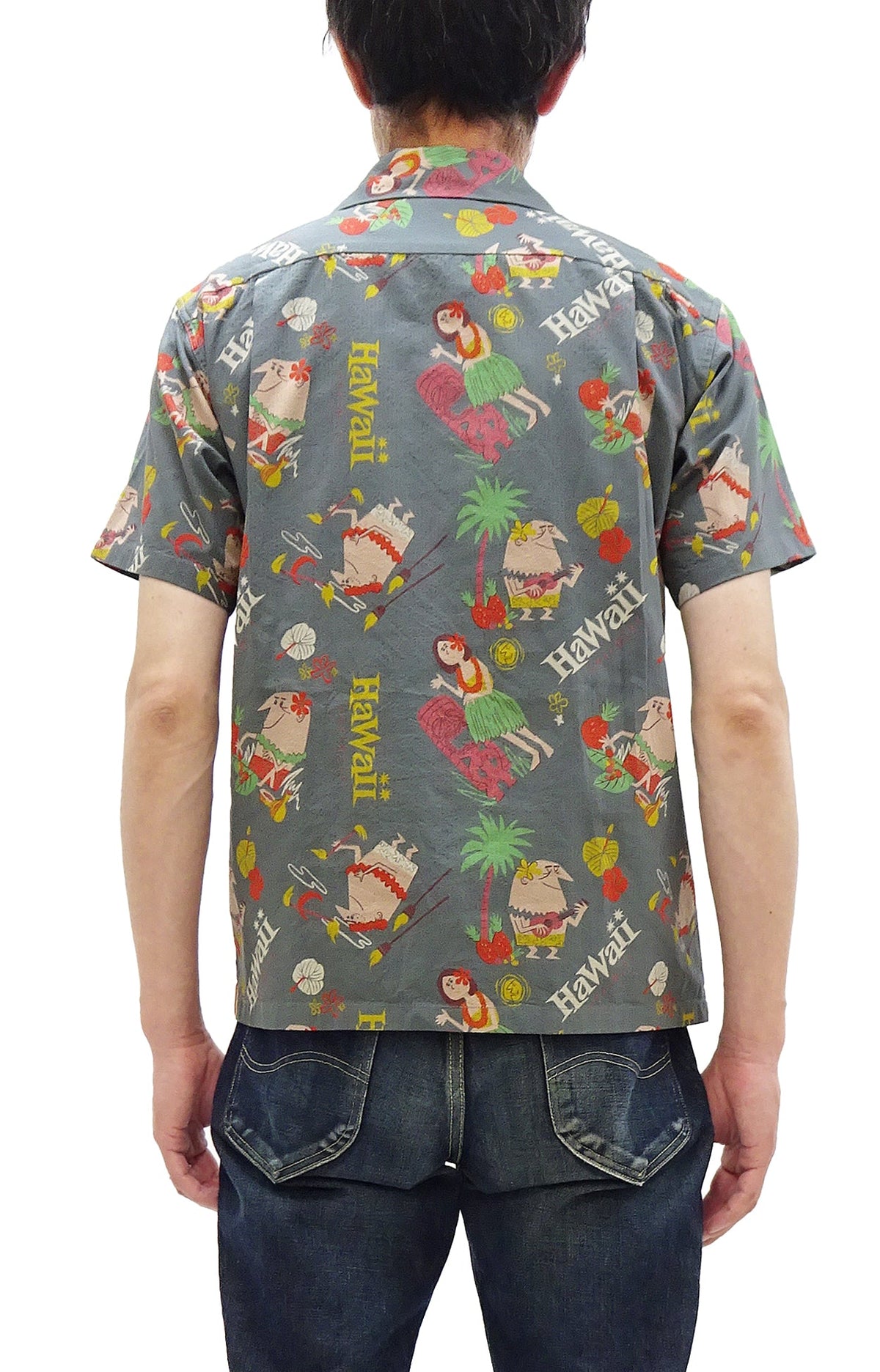 Sun Surf Men's Cotton Hawaiian Shirt - Uncle Torys Graphic Design - Short-Sleeve Aloha Shirt "TRIP TO HAWAII" SS39537 119 Faded-Black