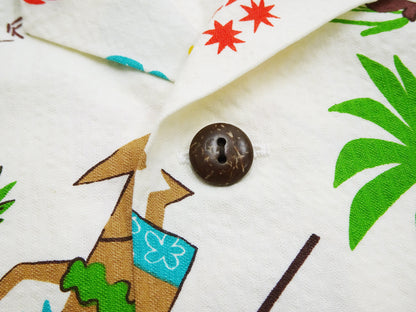 Sun Surf Men's Cotton Hawaiian Shirt - Uncle Torys Graphic Design - Short-Sleeve Aloha Shirt "TRIP TO HAWAII" SS39537 105 Off-White