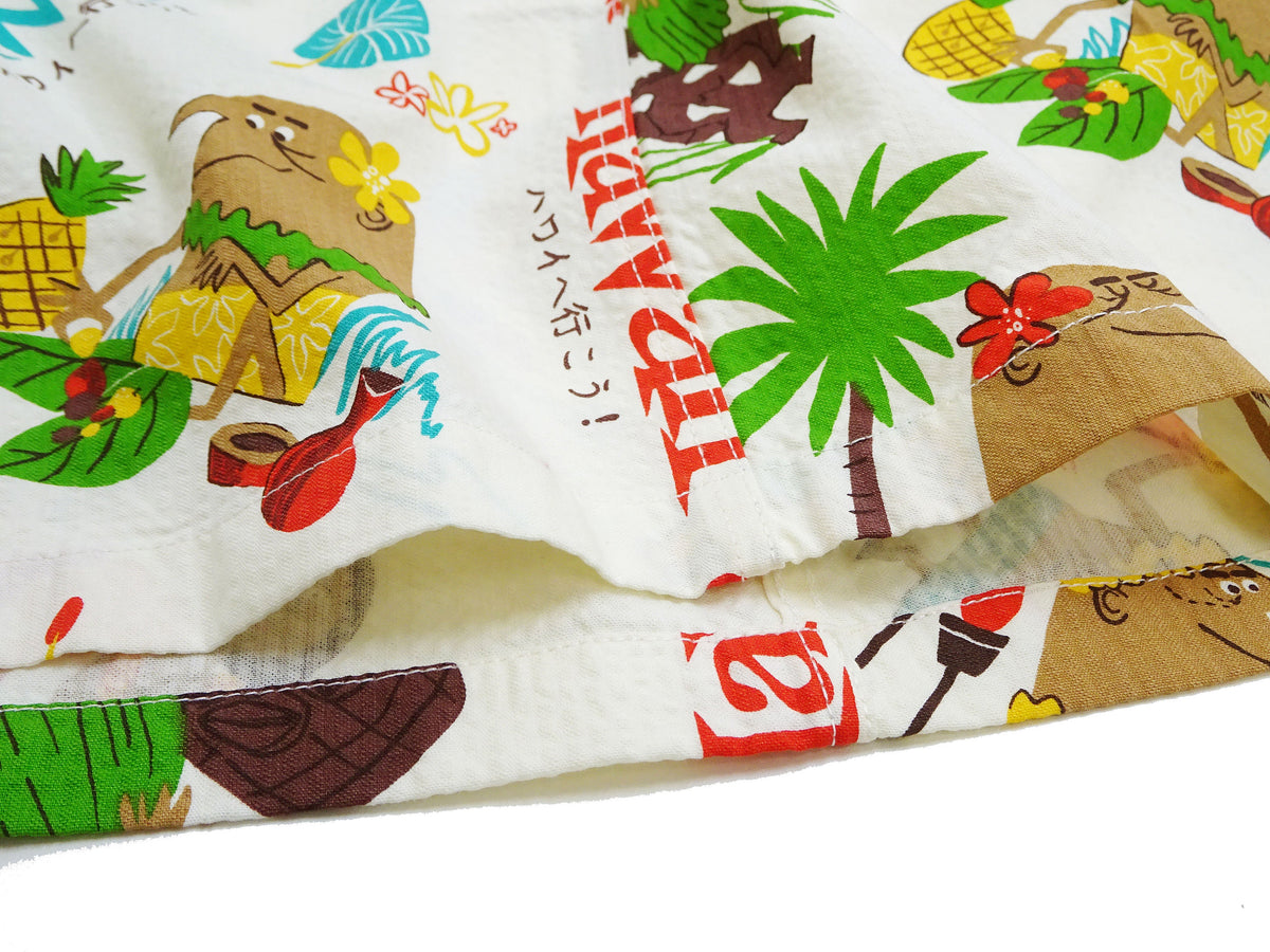 Sun Surf Men's Cotton Hawaiian Shirt - Uncle Torys Graphic Design - Short-Sleeve Aloha Shirt "TRIP TO HAWAII" SS39537 105 Off-White