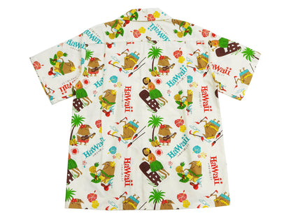 Sun Surf Men's Cotton Hawaiian Shirt - Uncle Torys Graphic Design - Short-Sleeve Aloha Shirt "TRIP TO HAWAII" SS39537 105 Off-White