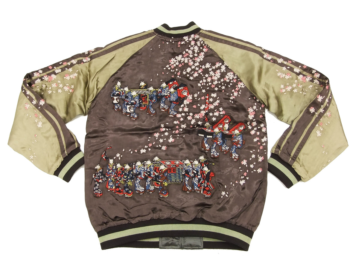 Hanatabi Gakudan Men's Japanese Souvenir Jacket Fox's Wedding Sukajan Script SSJ-511