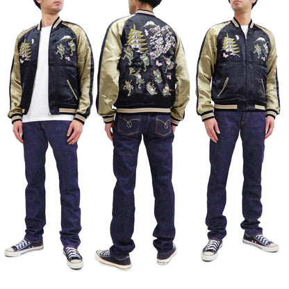 Hanatabi Gakudan Men's Japanese Souvenir Jacket Japanese Frog Art Sukajan Script SSJ-523