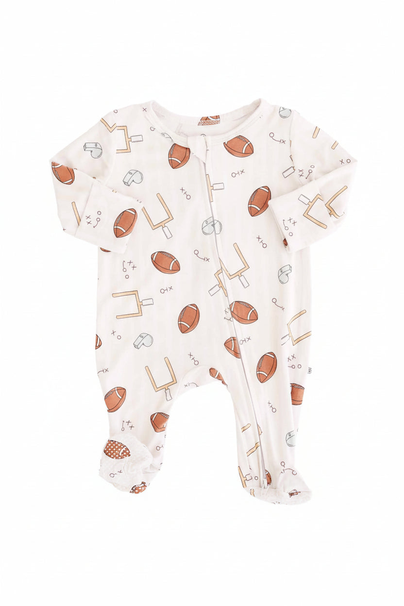 Tiny Touchdowns Zipper Footie | Neutral