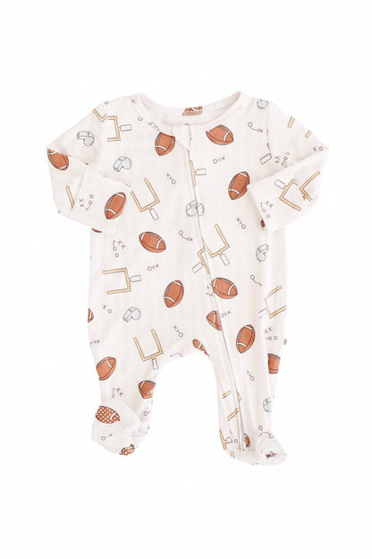 Tiny Touchdowns Zipper Footie | Neutral