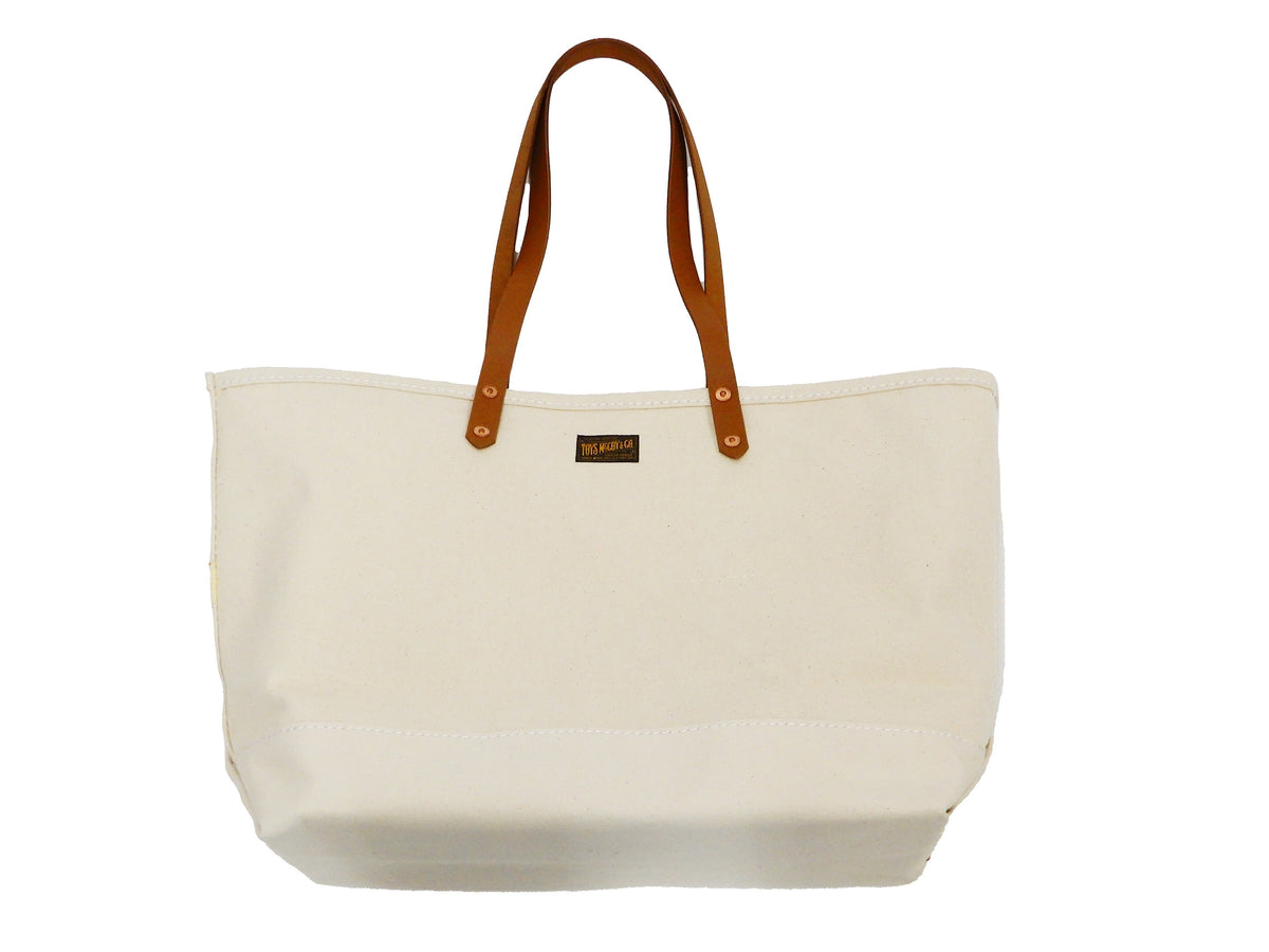 TOYS McCOY Bag Men's Casual Pennant Tote Bag With Leather Handles Canvas Tote Bag TMA2119 Natural
