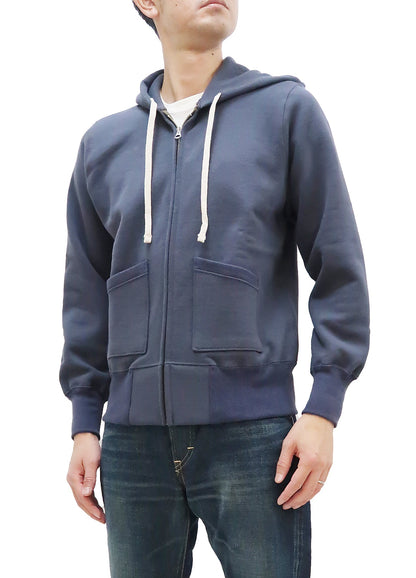 TOYS McCOY Plain Zip-Up Hoodie Men's Vintage Inspired Solid Zip Hooded Sweatshirt TMC2468 141 Faded-Bluish-Gray