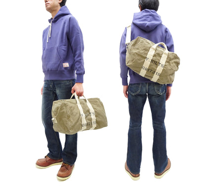 TOYS McCOY Men's Steve McQueen Aviator’s Kit Bag “V. HILTS” - Canvas Boston Duffel Bag Inspired by The Great Escape - Made in Japan (TMA2522 041 Khaki)