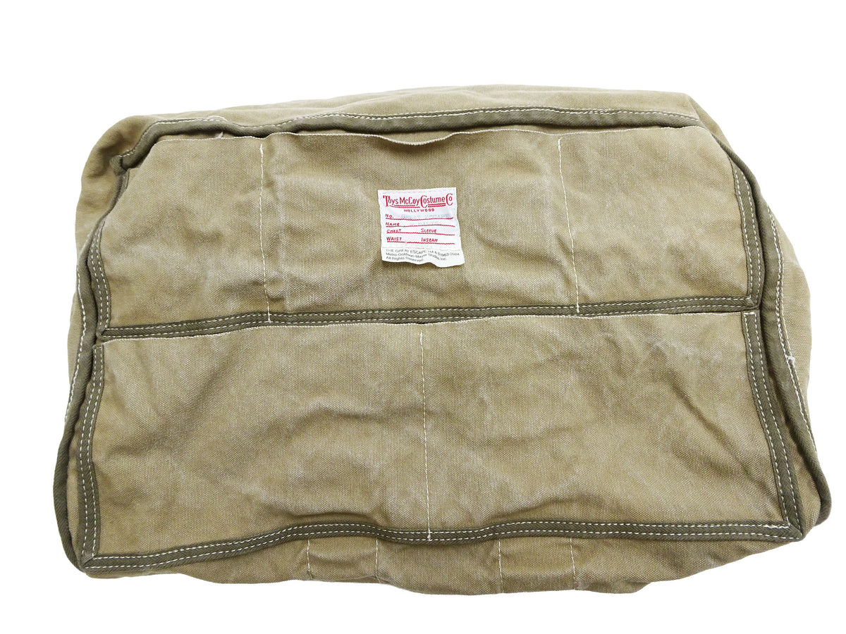 TOYS McCOY Men's Steve McQueen Aviator’s Kit Bag “V. HILTS” - Canvas Boston Duffel Bag Inspired by The Great Escape - Made in Japan (TMA2522 041 Khaki)