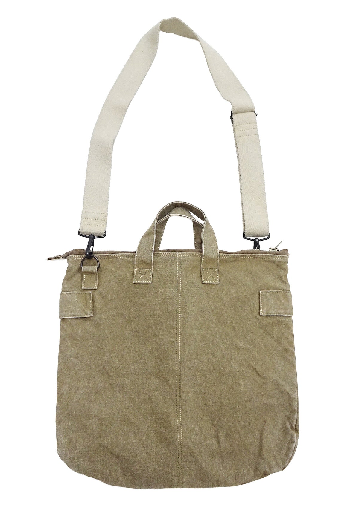 TOYS McCOY Men's Canvas Shoulder Bag - Snoopy U.S. Army Airborne Patch - MIL-B-43290 Flight Helmet Bag Inspired - Made in Japan (TMA2524 041 Khaki)