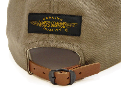 TOYS McCOY Men's Felix the Cat Non-Mesh Herringbone Twill 6-Panel Baseball Cap with Leather Strap Back, Made in Japan (TMA2601 041 Khaki)