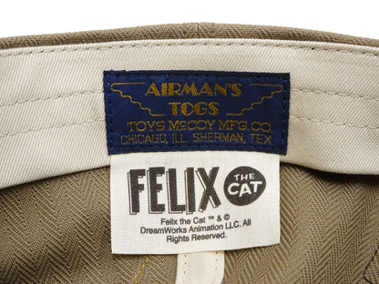 TOYS McCOY Men's Felix the Cat Non-Mesh Herringbone Twill 6-Panel Baseball Cap with Leather Strap Back, Made in Japan (TMA2601 041 Khaki)