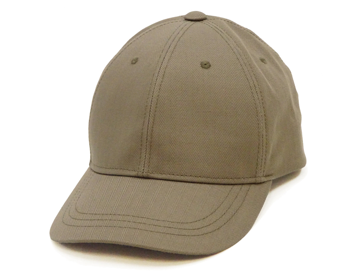 TOYS McCOY Men's Solid Baseball Cap (No Mesh) - Mid-Profile 6-Panel Cotton Herringbone Twill (HBT), Pre-Curved Brim, Leather Strap Back, Made in Japan (TMA2614 Color 040: Sand Beige)
