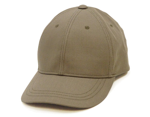 TOYS McCOY Men's Solid Baseball Cap (No Mesh) - Mid-Profile 6-Panel Cotton Herringbone Twill (HBT), Pre-Curved Brim, Leather Strap Back, Made in Japan (TMA2614 Color 040: Sand Beige)