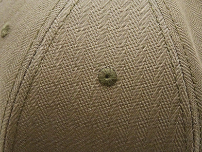 TOYS McCOY Men's Solid Baseball Cap (No Mesh) - Mid-Profile 6-Panel Cotton Herringbone Twill (HBT), Pre-Curved Brim, Leather Strap Back, Made in Japan (TMA2614 Color 040: Sand Beige)