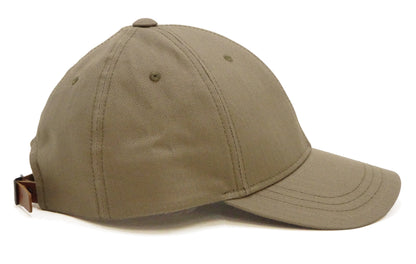 TOYS McCOY Men's Solid Baseball Cap (No Mesh) - Mid-Profile 6-Panel Cotton Herringbone Twill (HBT), Pre-Curved Brim, Leather Strap Back, Made in Japan (TMA2614 Color 040: Sand Beige)